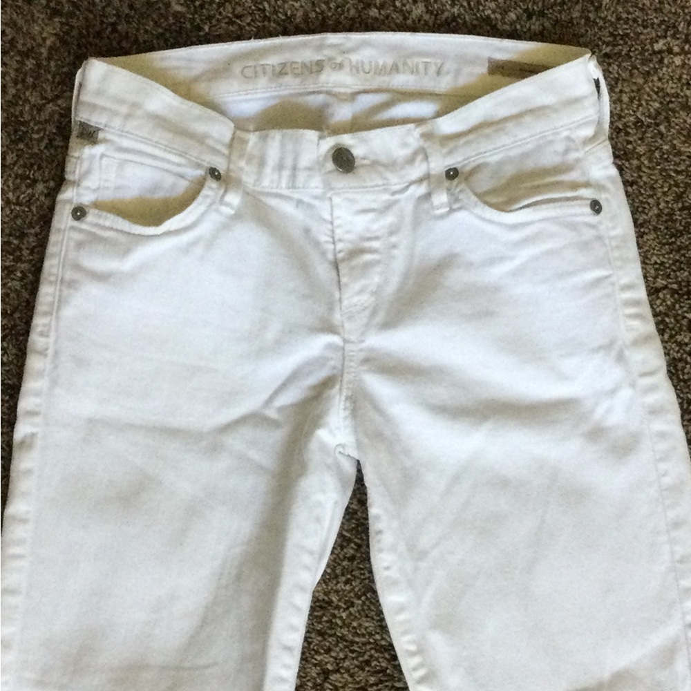 Preowned Citizens of Humanity Ava Low Rise Straight Leg white deni jeans sz 25